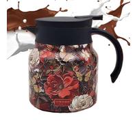 Thermal Tea Pots, Retro Floral Pattern Insulated Coffee Carafes, 33.8 Oz Drink Dispenser with Tea Infuser and Strainer, Ideal for Coffee, Hot Water, and Brewing