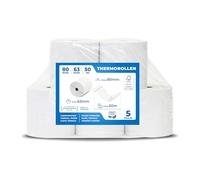 THERMALKING - Rollos Papel Termico 80x63 para Impresora de Tickets - Para caja registradora con impresora de recibos - Papel impresora Termica 80x63x12 - Rollo Papel térmico 80mm x 63mm x 50m - [5x]