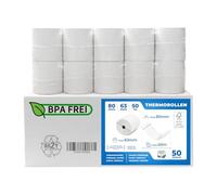 THERMALKING - Rollos Papel Termico 80x63 para Impresora de Tickets - Para caja registradora con impresora de recibos - Papel impresora Termica 80x63x12 - Rollo Papel térmico 80mm x 63mm x 50m - [50x]