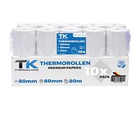 THERMALKING - Rollos Papel Termico 80x80 para Impresora de Tickets - Para caja registradora con impresora de recibos - Papel impresora Termica 80x80x12 - Rollo Papel térmico 80mm x 80mm x 80m - [10x]