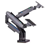 Thermaltake Brazo de monitor RGB doble resistente para pantallas de hasta 2 x 35 pulgadas y 2 pantallas de 44 libras, compatible con VESA de 100 x 100 mm, movimientos de amplia rabia,