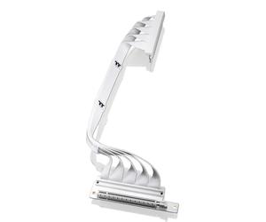 Thermaltake Cable elevador de conectores PCIe 4.0 duales de 90°; blanco; transmisión de alta velocidad de 16 Gbps; 400 mm; blindaje EMI; AC-077-CO6OTN-C1