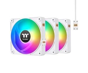 Thermaltake CT120 EX ARGB Ventilador de refrigeración inversa para PC, color blanco (paquete de 3 ventiladores), conexión magnética, sincronización de placa base de 5 V, 16.8 millones de colores, 9