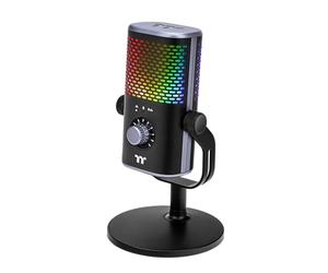 Thermaltake GS50 RGB - Micrófono condensador USB de grado profesional para juegos, transmisión y Ppodcast, audio de 24 bits con muestreo de hasta 96 kHz, GSG-GSF-MCMTBK-01