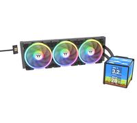 Thermaltake MINECUBE 360 Ultra - Enfriador líquido para CPU; compatible con Intel/AMD; 3 x 120 mm, 500~2000 rpm, SWAFAN EX ARGB; MAGForce 2.0. 4 pantallas LCD TFT de 3.95; aspas de ventilador
