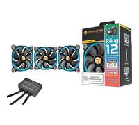 Thermaltake Riing 12 LED - Pack de 3 Ventiladores, Color Negro