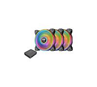 Thermaltake Riing Quad CL-F088-PL12SW-B, ventilador para radiador, 4 anillos de luz, 120 mm, 16,8 millones de colores RGB (Alexa, Razer Chroma), 4 anillos de luz, 54 LED direccionables, 9 aspas,