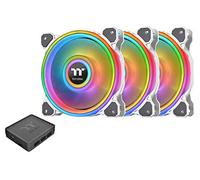 Thermaltake Riing Quad CL-F100-PL12SW-B - 120 mm, 16.8 millones de colores RGB (Alexa, Razer Chroma), 4 anillos de luz, 54 LED direccionables, 9 aspas, rodamiento hidráulico, carcasa blanca/ventilador