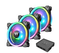 Thermaltake Riing Trio 12 LED RGB - Pack de 3 Ventiladores para PC, Color Negro