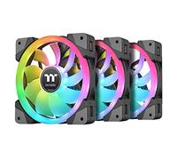 Thermaltake SWAFAN EX 12 RGB Ventilador de refrigeración de escritorio para PC, paquete de 3, 500-2000 RPM, conexión magnética, cuchillas reversibles, controlador incluido, CL-F143-PL12SW-A, negro,