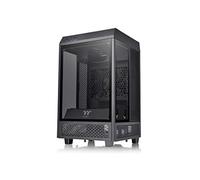 Thermaltake The Tower 100 | Caja PC Mini-ITX Vertical Panorámica | 3 Paneles de Cristal Templado de 4mm | 2 Ventiladores de 120mm Preinstalados | Compatible con GPU de 330mm | Negro