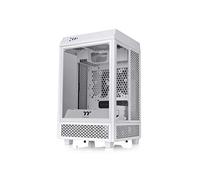 Thermaltake The Tower 100 | Caja PC Mini-ITX Vertical Panorámica | 3 Paneles de Cristal Templado de 4mm | 2 Ventiladores de 120mm Preinstalados | Compatible con GPU de 330mm | Blanco Nieve
