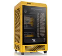 Thermaltake The Tower 200 | Mini Torre Mini-ITX Vertical | 2 Ventiladores CT140 Preinstalados | Cristal Templado y Alto Flujo de Aire | Compatible con AIO de 280mm | Amarillo Bumblebee