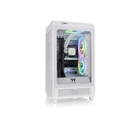 Thermaltake The Tower 200 | Mini Torre Mini-ITX Vertical | 2 Ventiladores CT140 Preinstalados | Cristal Templado y Alto Flujo de Aire | Compatible con AIO de 280mm | Blanco Nieve
