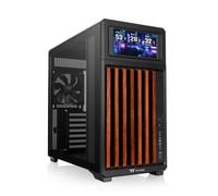 Thermaltake TR300 WS; pantalla LCD preinstalada de 6.0 pulgadas; moldura de madera; torre media; ventilador PWM de 1 x 120 mm incluido; soporte ATX/mATX/mITX; soporte de radiador de 360 mm; espacio de