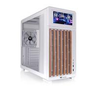 Thermaltake TR300 WS; pantalla LCD preinstalada de 6.0 pulgadas; moldura de madera; torre media; ventilador PWM de 1 x 120 mm incluido; soporte ATX/mATX/mITX; soporte de radiador de 360 mm; espacio de