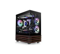 Thermaltake View 170 WS ARGB | Caja Micro ATX | Negro | Cristal Templado Y Detalles De Madera, 3 Ventiladores ARGB Lite De 120 mm Preinstalados (2 Reverse + 1 Estándar)