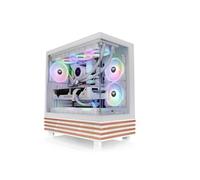 Thermaltake View 270 Plus WS ARGB | Mid Tower ATX | Blanco Nieve | Cristal Templado Y Detalles De Madera, 3 Ventiladores ARGB Lite De 120 mm Preinstalados (2 Reverse + 1 Estándar)