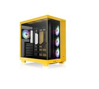 Thermaltake View 380 XL TG ARGB | Semitorre ATX Doble Cámara | Placas Base Conectores Ocultos | 4 Ventiladores ARGB 120mm Preinstalados | Admite Radiador 360mm Superior y Lateral | Amarillo Bumblebee