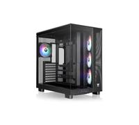 Thermaltake View 380 XL TG ARGB | Semitorre ATX Doble Cámara | Placas Base de Conectores Ocultos | 4 Ventiladores ARGB 120mm Preinstalados | Admite Radiador 360mm Superior y Lateral | Negro