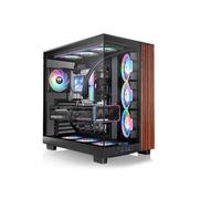 Thermaltake View 380 XL WS ARGB | Semitorre ATX de Doble Cámara | Compatible con Placas Base de Conectores Ocultos | 4 Ventiladores ARGB de 120 mm | Detalles de Madera | Negro