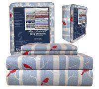 Thermee Micro Flannel Juego de sábanas, Lavar y secar a máquina, sin Pelusas, Bolsillo Profundo con Fundas de Almohada, Franela, Azul abedules, King