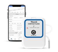ThermElc TE-B2 ET Registrador de datos de temperatura Bluetooth con sonda externa, compatible con EN12830, informe PDF/CSV, cálculo MKT, registrador inalámbrico reutilizable para laboratorios