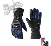 Thermo Grip Motorcycle Gloves, Insulated, Weatherproof Motorcycle Gloves with Two-Finger Touchscree, Racing, Ambidextrous, Thermogrip Winter Riding(Blue,Large)