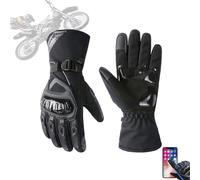 Thermo Grip Motorcycle Gloves, Insulated, Weatherproof Motorcycle Gloves with Two-Finger Touchscree, Racing, Ambidextrous, Thermogrip Winter Riding(Black,Large)