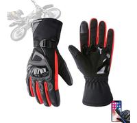 Thermo Grip Motorcycle Gloves, Insulated, Weatherproof Motorcycle Gloves with Two-Finger Touchscree, Racing, Ambidextrous, Thermogrip Winter Riding(Red,XX-Large)
