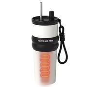 THERMO MUG -Copa de té de gran volumen con pajita, 710 ml de fuga -Accesorios de viaje a prueba de viajes | Taza de viajes | Reparar contenedor de agua para bebidas frías y calientes