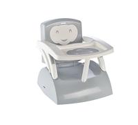 Thermobaby - Asiento elevador 2 en 1 - Convertible en sillón infantil - Estante extraíble - Plegado inteligente - Arnés de 3 puntos - A partir de 6 meses - Hasta 15 kg - Made In France - Gris Charme