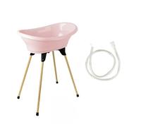 THERMOBABY Kit de bañera para bebé VASCO - Bañera + pie + manguera de drenaje - Rosa polvoreado - Fabricado en Francia