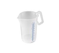 Thermohauser Vaso medidor con mango cerrado, 2000 ml, plástico PP, escala azul en litros y mililitros, transparente