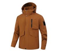 Thermojacke Herren Winter Frühling und Herbst Herrenjacke Jacke Herren Einfarbig Outdoor Kapuzen Hardshell Herren modische Bergsteigerbekleidung Schwarz Rot Herren (Gold, S)
