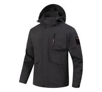 Thermojacke Herren Winter Frühling und Herbst Herrenjacke Jacke Herren Einfarbig Outdoor Kapuzen Hardshell Herren modische Bergsteigerbekleidung Schwarz Rot Herren (Grey, L)