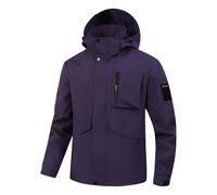 Thermojacke Herren Winter Frühling und Herbst Herrenjacke Jacke Herren Einfarbig Outdoor Kapuzen Hardshell Herren modische Bergsteigerbekleidung Schwarz Rot Herren (Purple, XXXL)