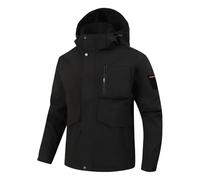 Thermojacke Herren Winter Frühling und Herbst Herrenjacke Jacke Herren Einfarbig Outdoor Kapuzen Hardshell Herren modische Bergsteigerbekleidung Schwarz Rot Herren (Black, XXXL)