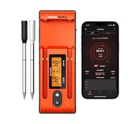 ThermoPro TempPro Sonda doble Termómetro para carne verdaderamente inalámbrico de 150m, termómetro para alimentos Bluetooth con refuerzo mejorado con LCD, para freidoras, barbacoa, horno y ahumador