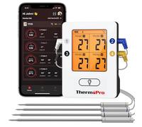 ThermoPro TempPro TP25 Termómetro Barbacoa Inalámbrico Bluetooth con 150m de Largo Alcance Termómetro de Cocina Digital con 4 Sondas para Parrilla Horno Ahumador Barbacoa Carne Carne Termómetro