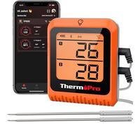 ThermoPro TempPro TP25H2 Termómetro inalámbrico Bluetooth para carne de barbacoa de 150 m, termómetro inalámbrico recargable con aplicación inteligente, sondas de alimentos de doble temperatura