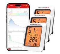 ThermoPro TempPro TP350 Termómetro higrómetro de 80 m Bluetooth, termómetro interior, temperatura y humedad con aplicación, exportación de datos para interior, oficina, bodega, invernadero, 3 Piezas