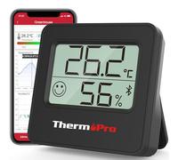ThermoPro TempPro TP357 260FT Bluetooth Termómetro, Higrómetro Digital con Monitor Remoto de Temperatura y Humedad y APP Inteligente, Termómetro Digital Casa con Registros Máximos y Mínimos, Negro