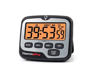 ThermoPro TM01 Temporizador de Cocina Digital con Cuenta Regresiva y Cronómetro Reloj Temporizador Magnético con Alarma Sonora Ajustable y Pantalla LCD Gran Retroiluminación