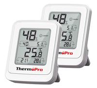 ThermoPro TP150 Termohigrómetro digital, resistente al agua IPX5, fácil de leer, actualización rápida en 10 segundos para plantas, invernaderos, jardines, sauna y fuente termal interior, 2 piezas