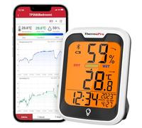ThermoPro TP358 Termómetro Higrómetro Inteligente con Bluetooth, Pantalla LCD Retroiluminada, Almacenamiento de Datos y Alertas, Visualización de Hora y Fecha de Soporte