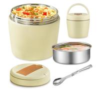 Thermos Alimentaire Chaud - Recipiente térmico para alimentos (1,5 L, acero inoxidable, con cuchara plegable, para mantener caliente alimentos y sopas)