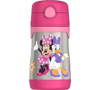 THERMOS Botella de acero inoxidable aislada al vacío con popote de 10 onzas, Minnie Mouse