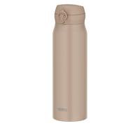 Thermos - Botella de agua, taza móvil aislada al vacío, 1,1 l (1 l), color gris beige, fácil de limpiar y fácil de limpiar con apertura, tipo ligero, apertura de un solo toque, acero inoxidable