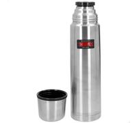 Thermos Botella térmica, Plata, 1L, 8x8x31 cm, Acero Inoxidable, Calor y frío 24h, Tapa de Rosca con Vaso, Aislamiento Doble Pared, Botellas Termo Grandes (63235)